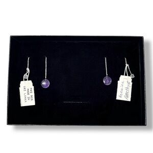 Genuine Amethyst Sterling Silver Threader Earrings